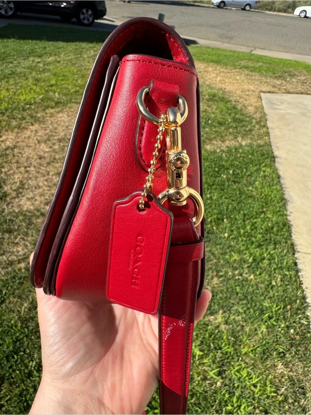 Coach Red Logo Crossbody with Gold Hardware